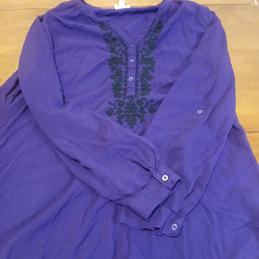 ST JOHN'S BAY Women's‎ Purple Sz Lg Long Sleeve Pullover Top/Blouse Ribbed